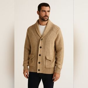 H&M Men's Tan Shawl Collar Cardigan